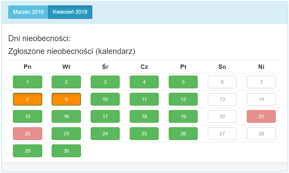 Zgłoszenie nieobecności